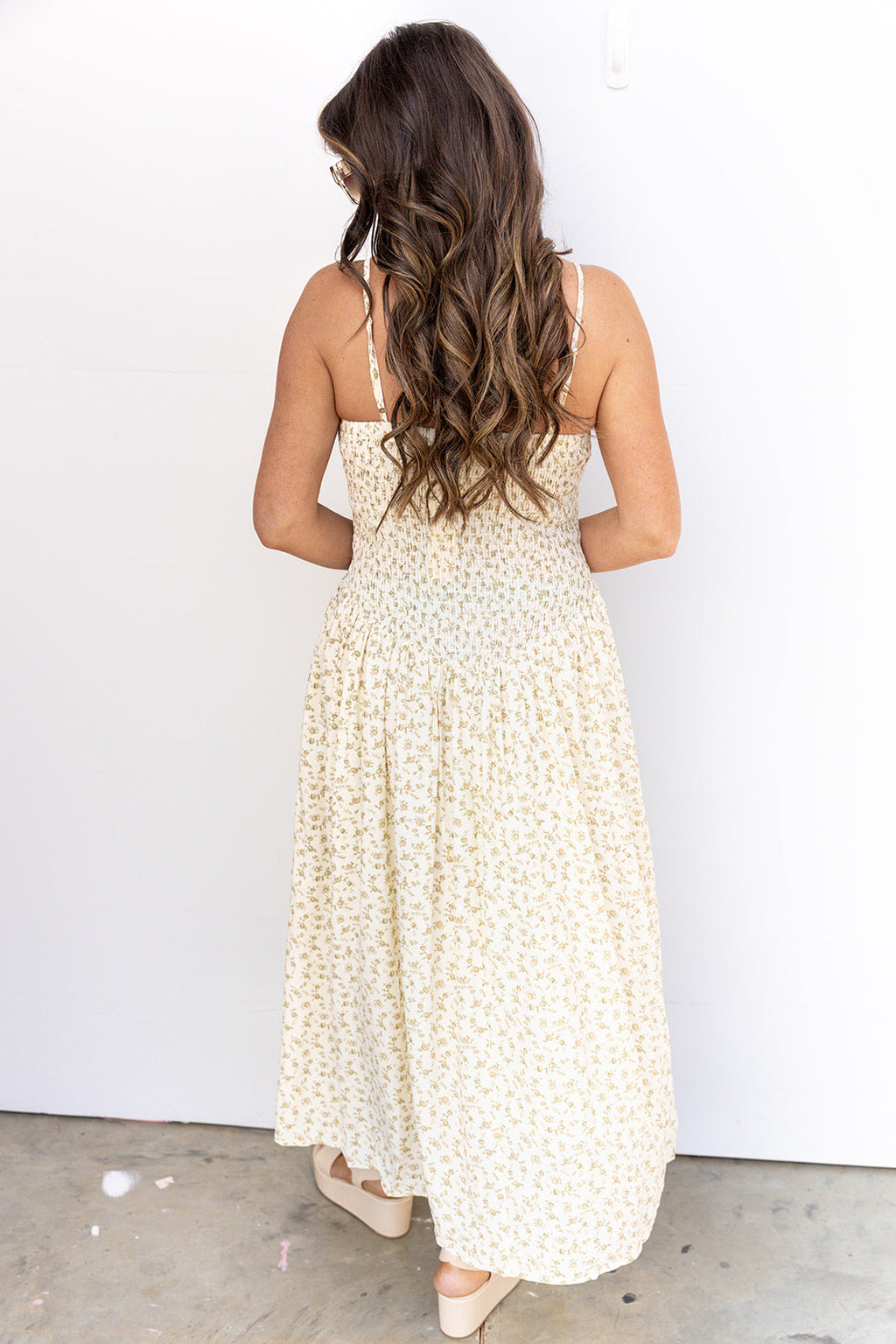 Be By You Midi Dress - Ivory/Beige Green