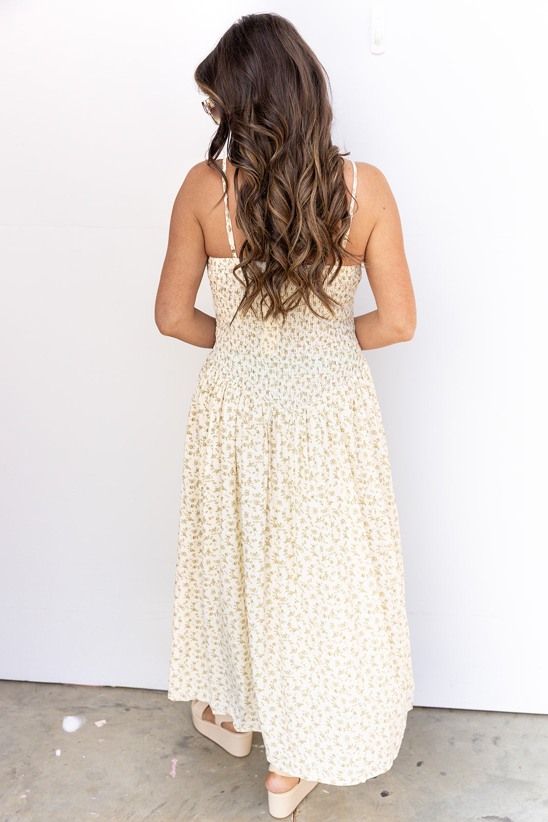 Be By You Midi Dress - Ivory/Beige Green