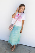 Popping In Lace Skirt - Teal Ocean