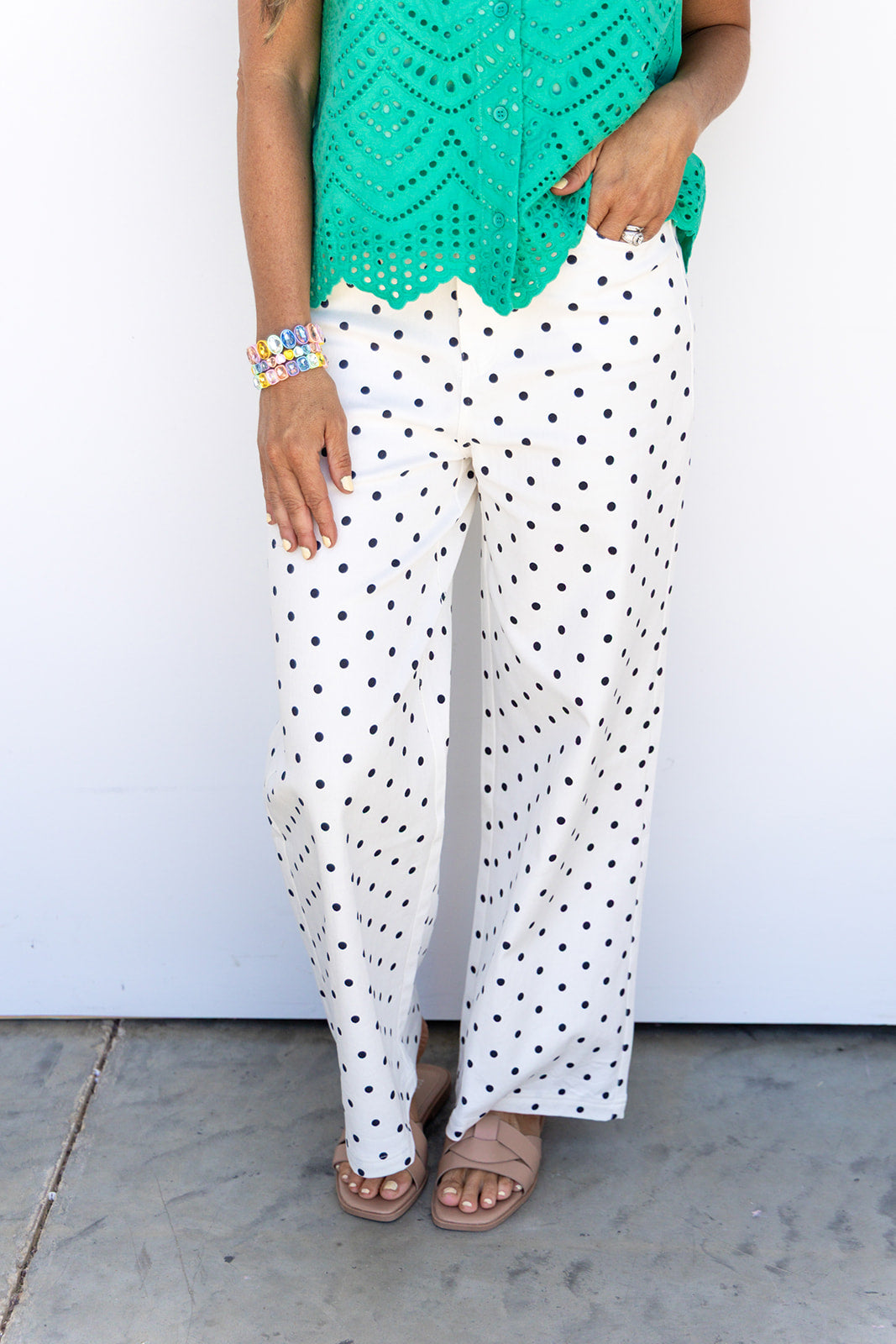 Pretty In Polka Dot Pants -White