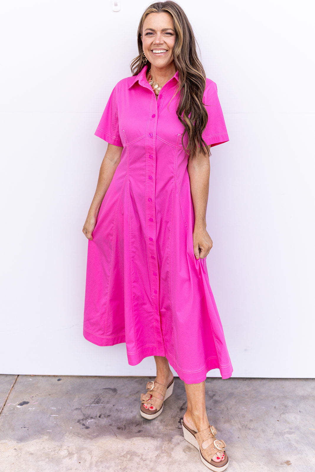 Table For Two Midi Dress -  Pink