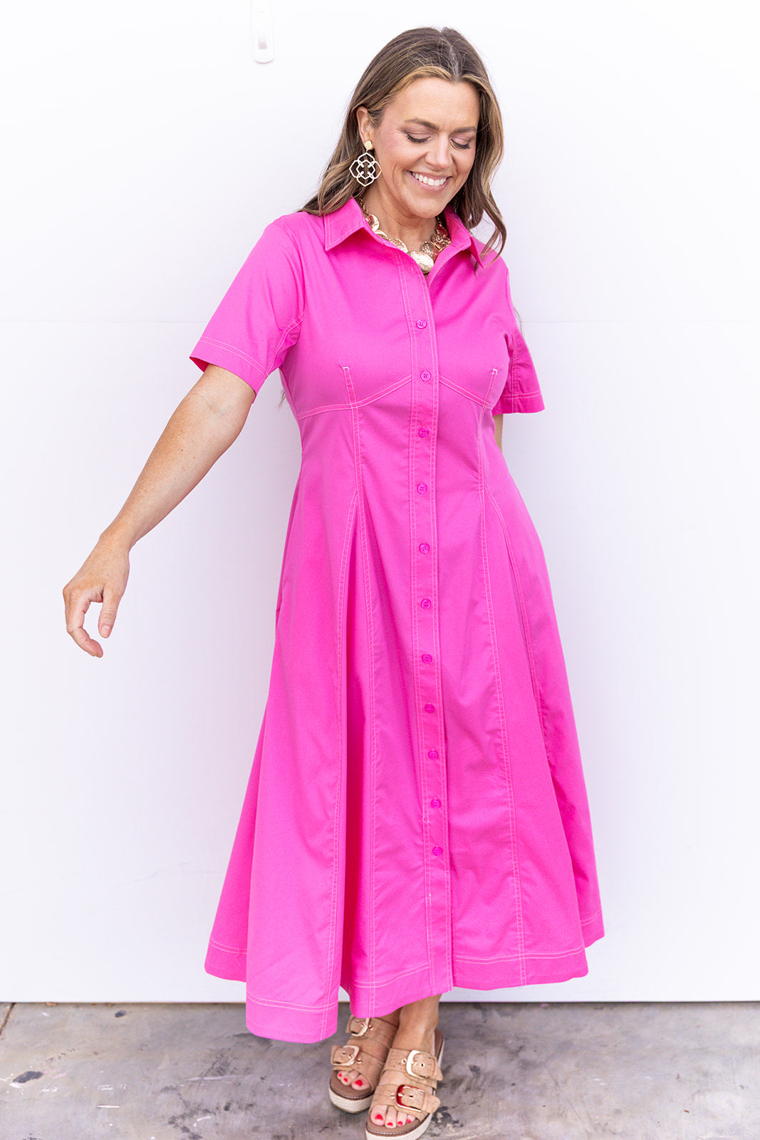 Table For Two Midi Dress -  Pink