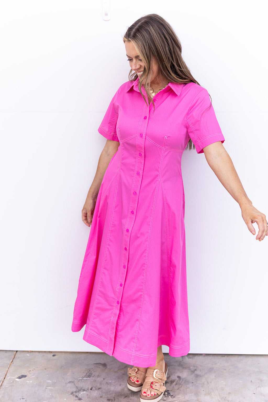 Table For Two Midi Dress -  Pink