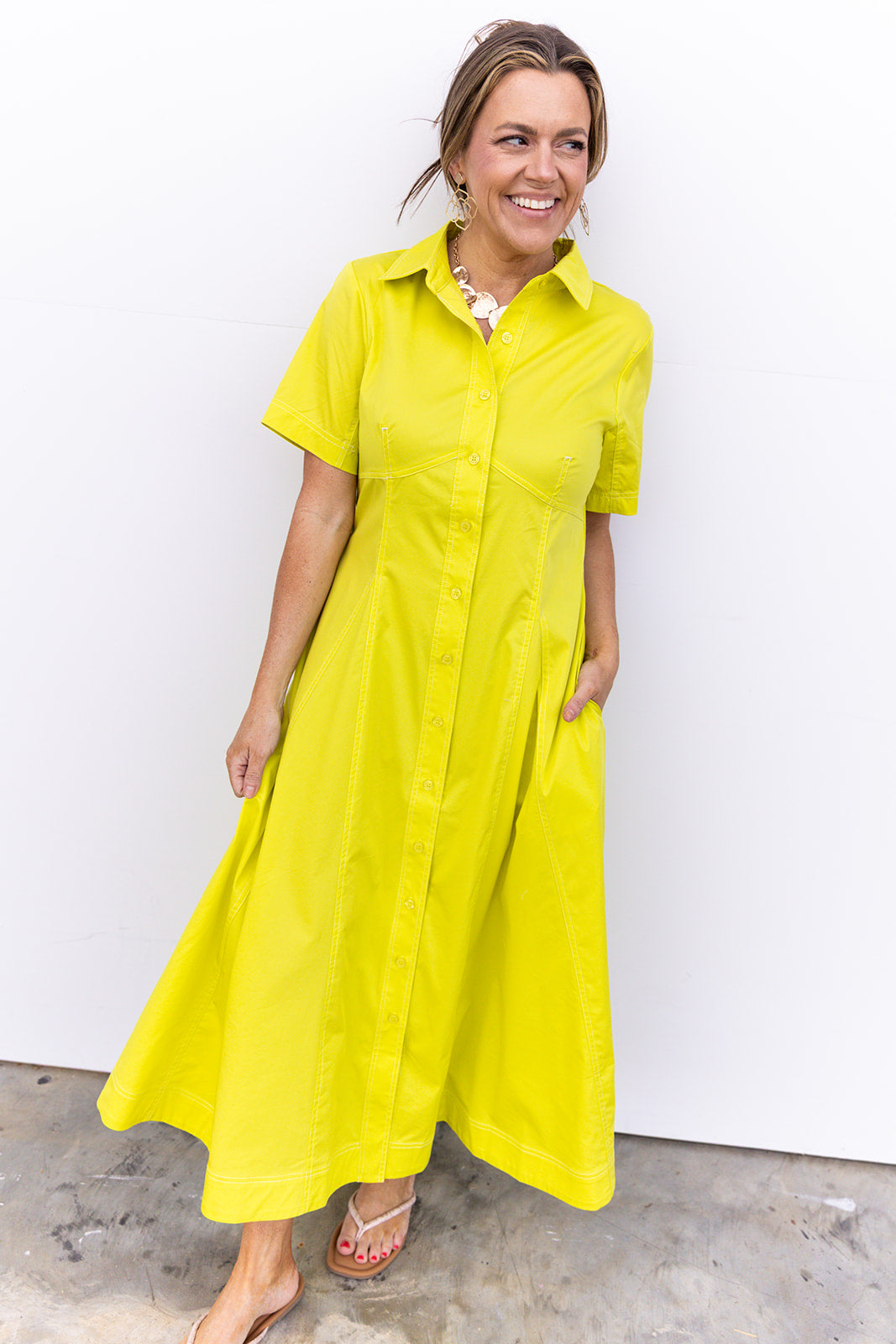 Table For Two Midi Dress - Gold Kiwi
