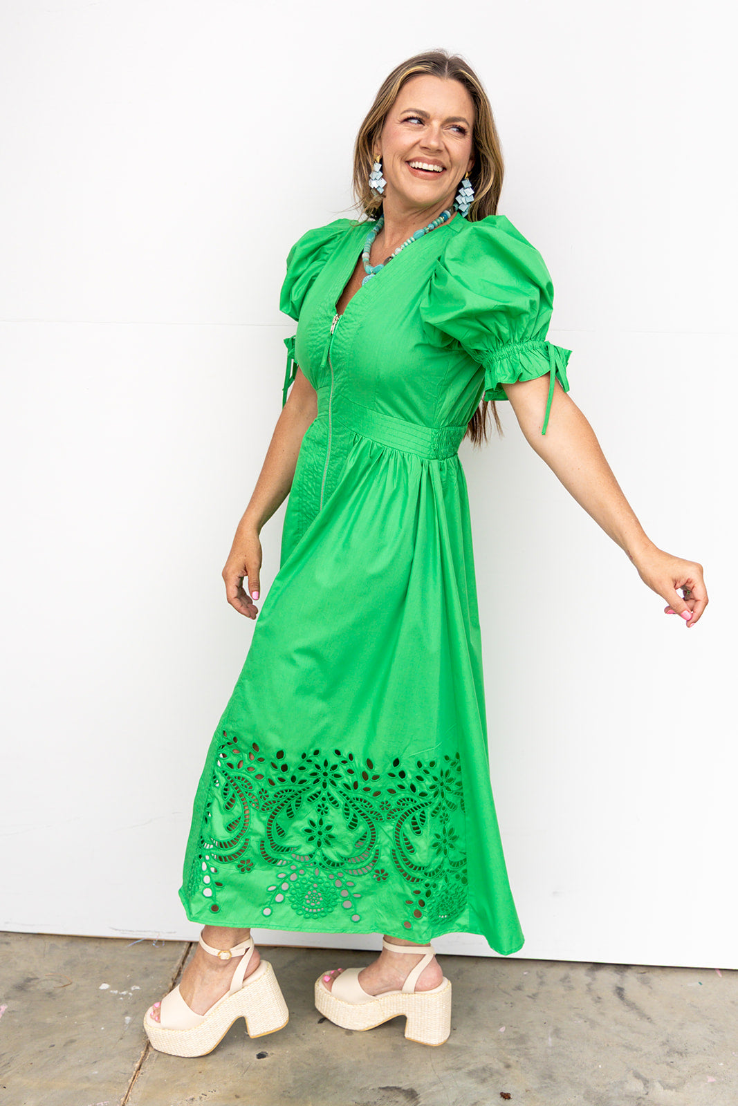 Mountain With A View Midi Dress  - Green