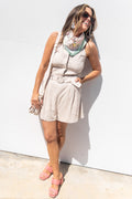Wish I Didn't Romper - Linen