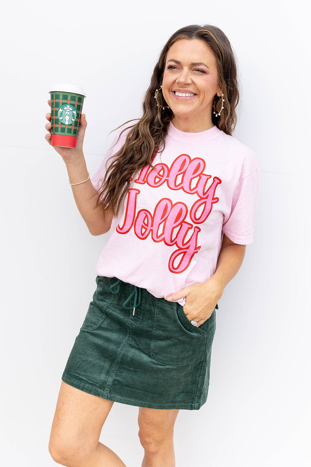 Cozy Cord Mini Skirt - Green
