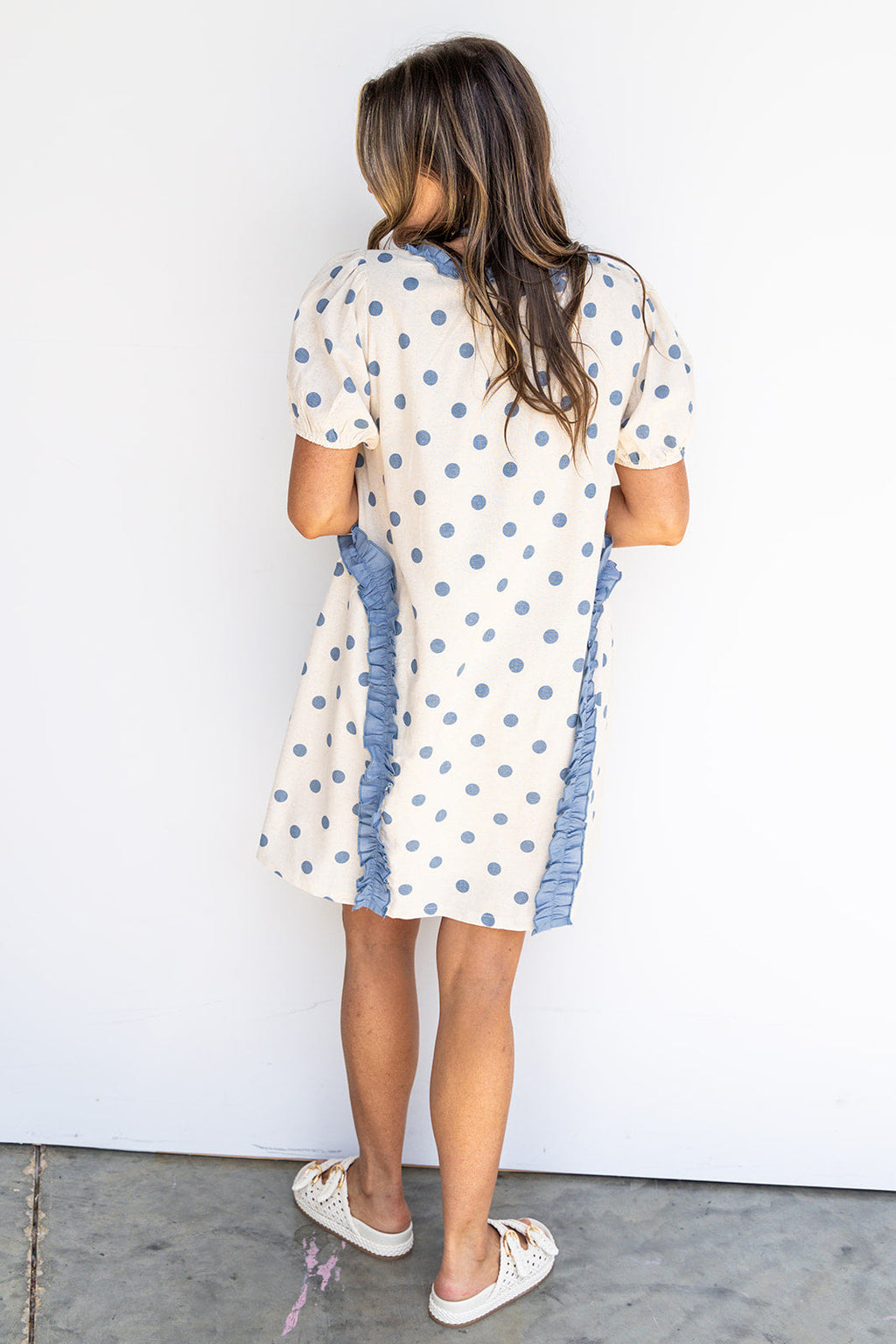 Polka Dot Daydream Dress - Dusty Blue